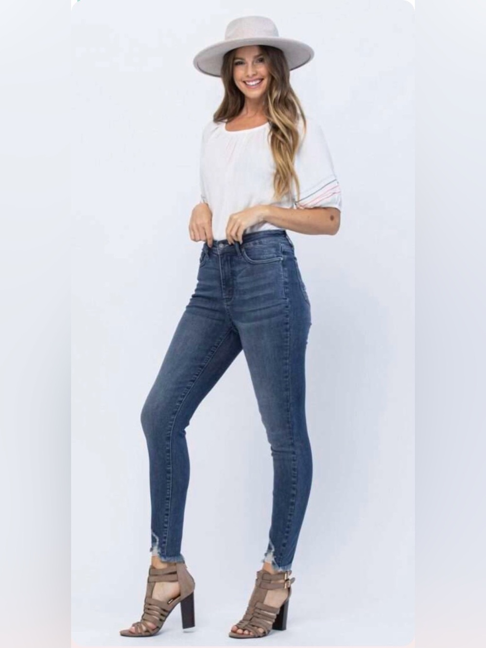 Judy Blue JB88425 Mid-Rise Skinny Jeans in Dark Denim 11/30